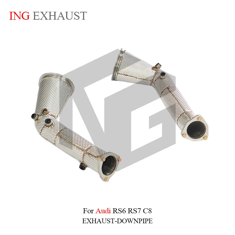 BNB Titaniumz Stainless Steel Exhaust Downpipe for Audi RS6 RS7 C8 Silvery