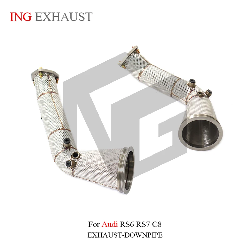 BNB Titaniumz Stainless Steel Exhaust Downpipe for Audi RS6 RS7 C8 Silvery