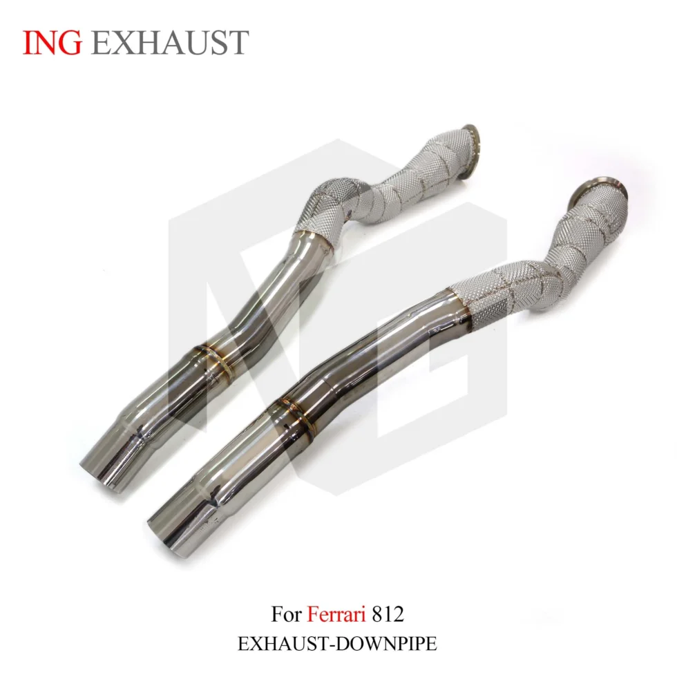 BNB Titaniumz Stainless Steel Downpipe with Heat Shield for Ferrari 812 6.5L