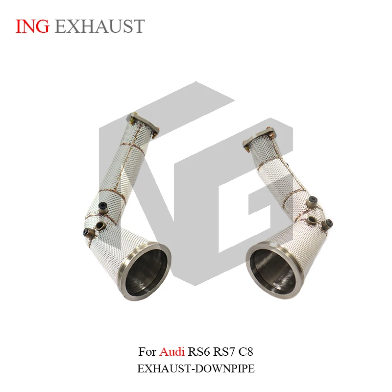 BNB Titaniumz Stainless Steel Exhaust Downpipe for Audi RS6 RS7 C8 Silvery