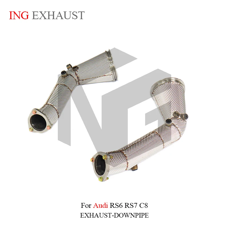 BNB Titaniumz Stainless Steel Exhaust Downpipe for Audi RS6 RS7 C8 Silvery