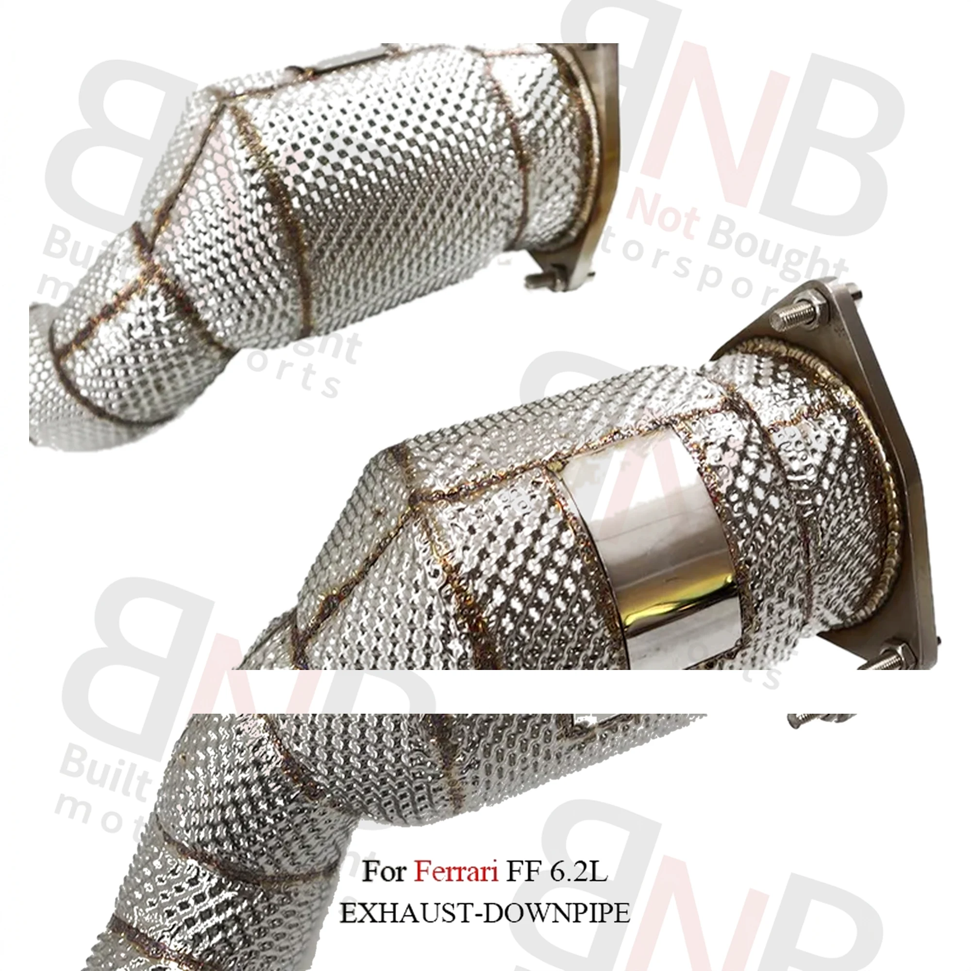 BNB Titaniumz Stainless Steel Exhaust Downpipe for Ferrari FF 6.2L With Heat Shield Silvery