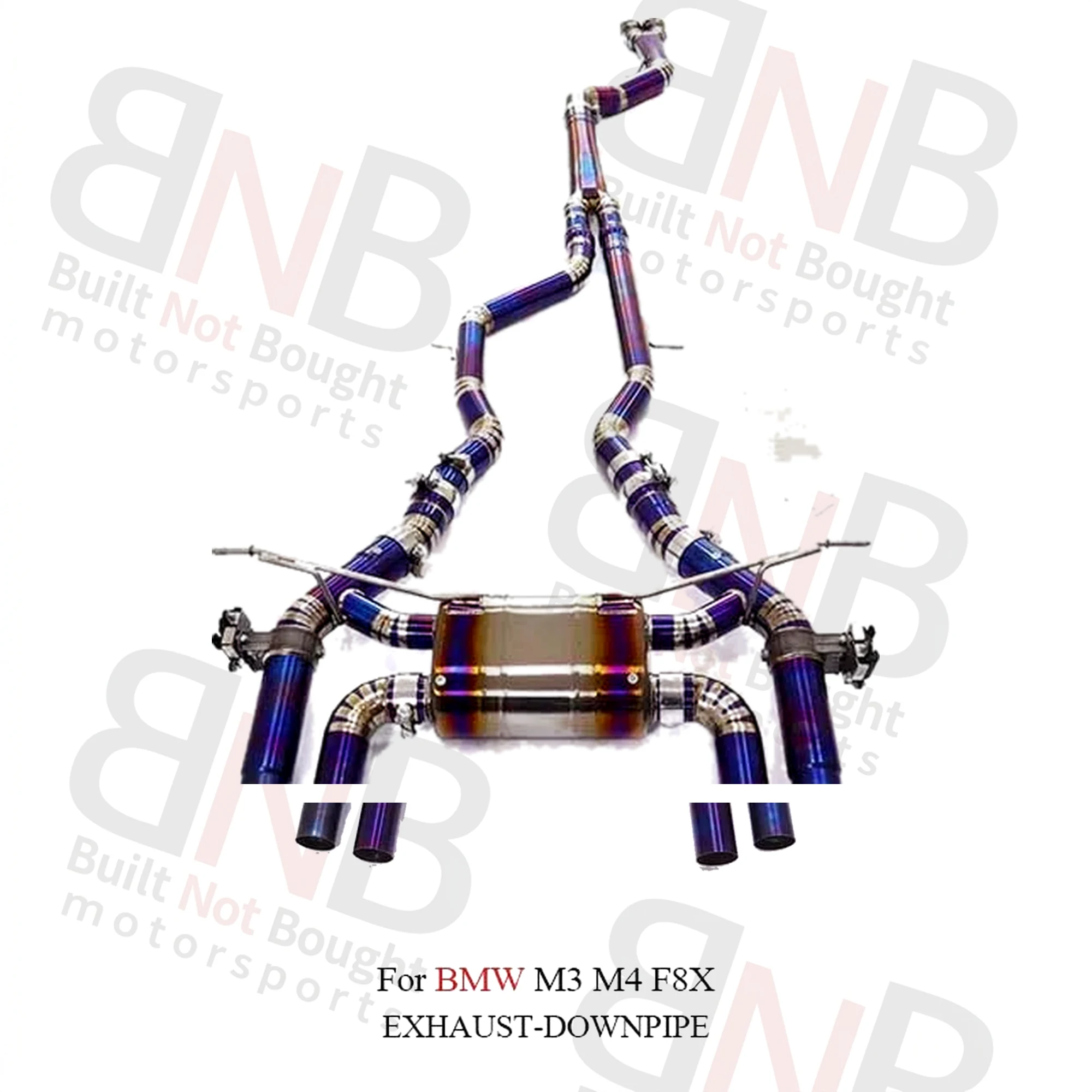 BNB Titaniumz Single MidPipe Valve Catback Exhaust for BMW M3 M4 F8X 1.5mm Purple