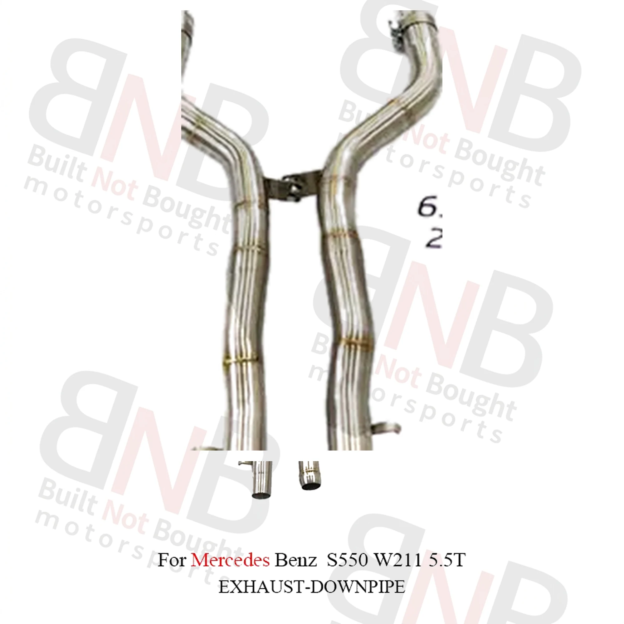 BNB Mercedes S550 W211 Exhaust Downpipe Stainless Steel Straight Pipe Silver