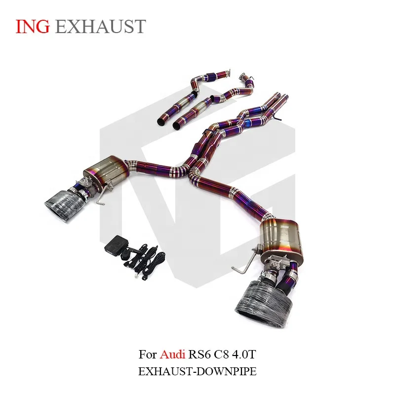 BNB Titaniumz Catback Exhaust Pipe for Audi RS6 C8 4.0T Valve Purple 120x60x30cm