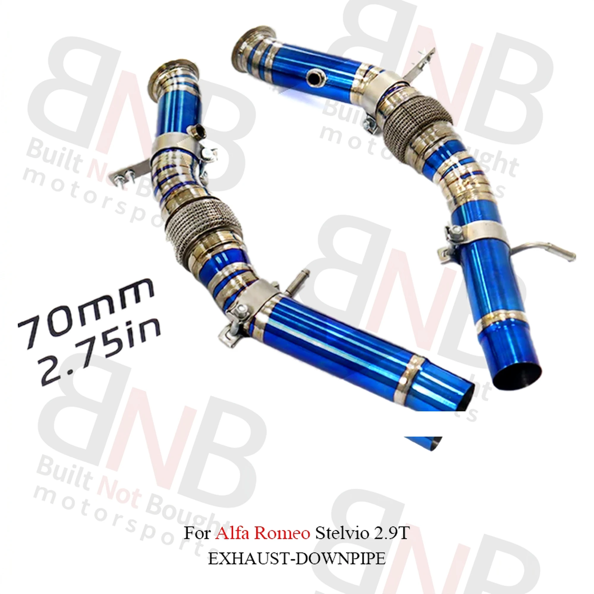 BNB Titaniumz Titanium Exhaust Downpipe for Alfa Romeo Stelvio 2.9T Silver