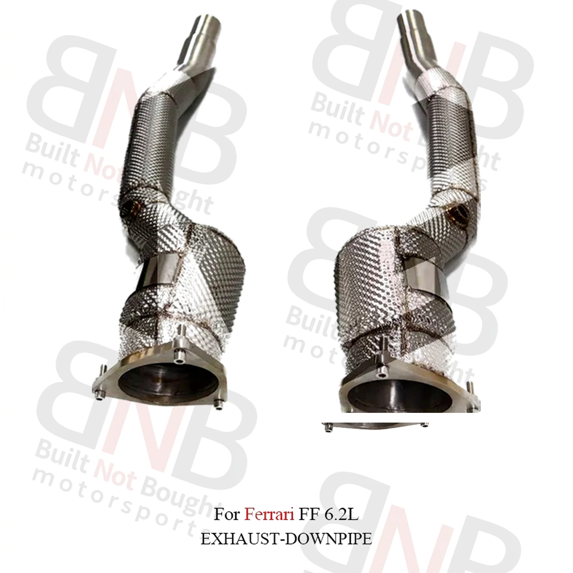 BNB Titaniumz Stainless Steel Exhaust Downpipe for Ferrari FF 6.2L With Heat Shield Silvery
