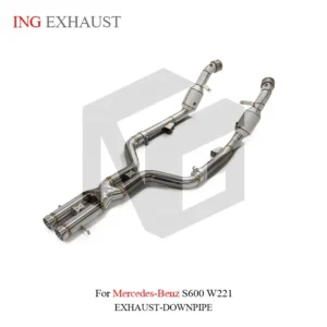 BNB Titaniumz Stainless Steel Exhaust Downpipe Heat Shield Mercedes S600 W221 Silver
