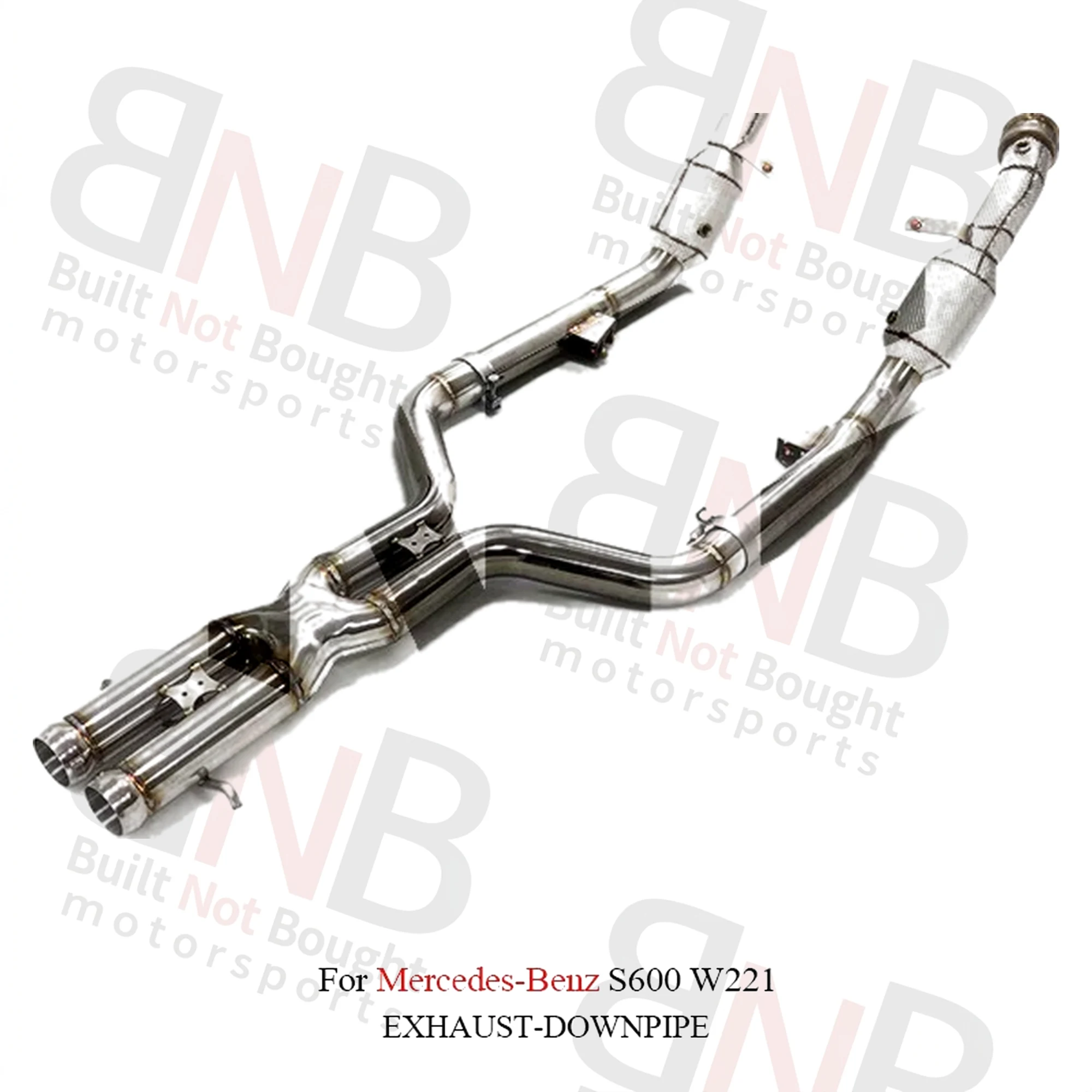 BNB Titaniumz Stainless Steel Exhaust Downpipe Heat Shield Mercedes S600 W221 Silver