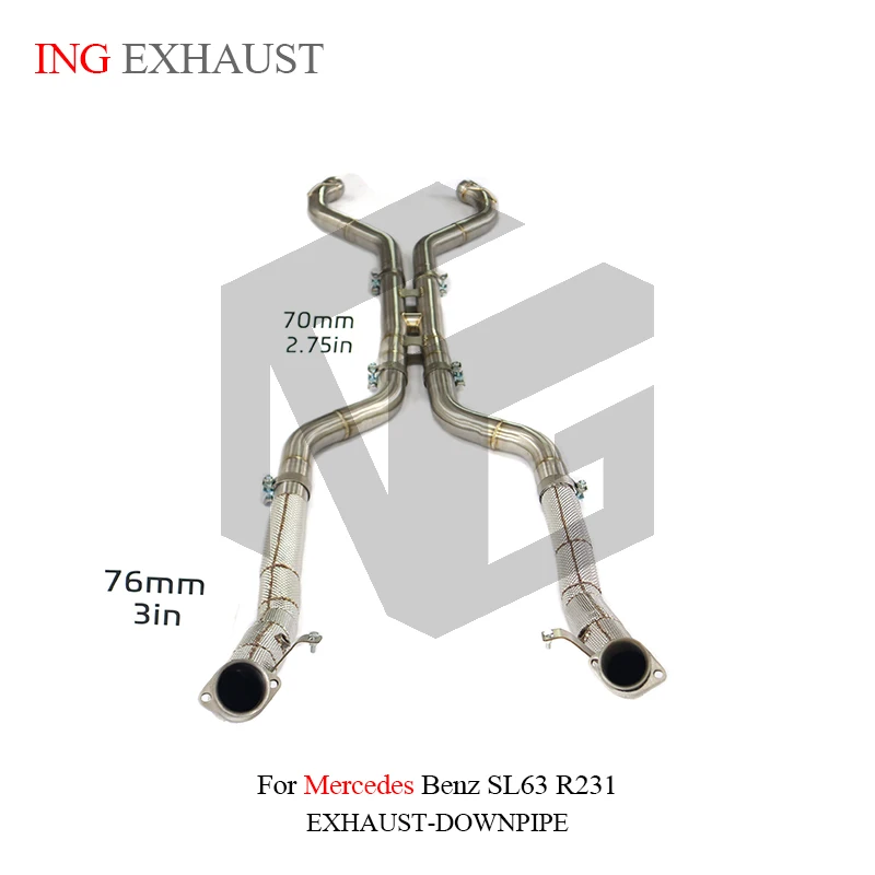 BNB Titaniumz Stainless Steel Exhaust Downpipe Mercedes Benz SL63 R231 120x60x30mm