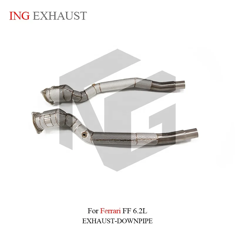 BNB Titaniumz Stainless Steel Exhaust Downpipe for Ferrari FF 6.2L With Heat Shield Silvery