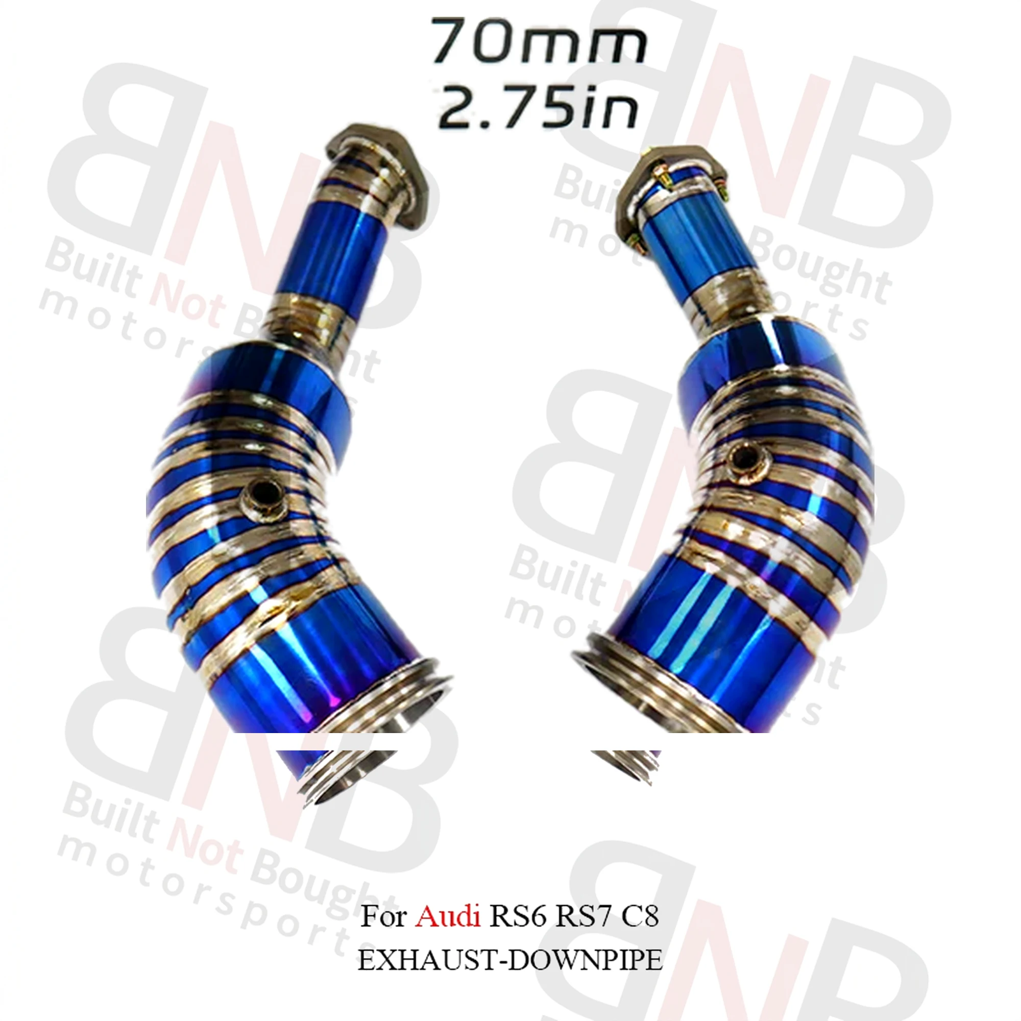 BNB Titaniumz Audi RS7 RS6 C8 Titanium Exhaust Downpipe Blue