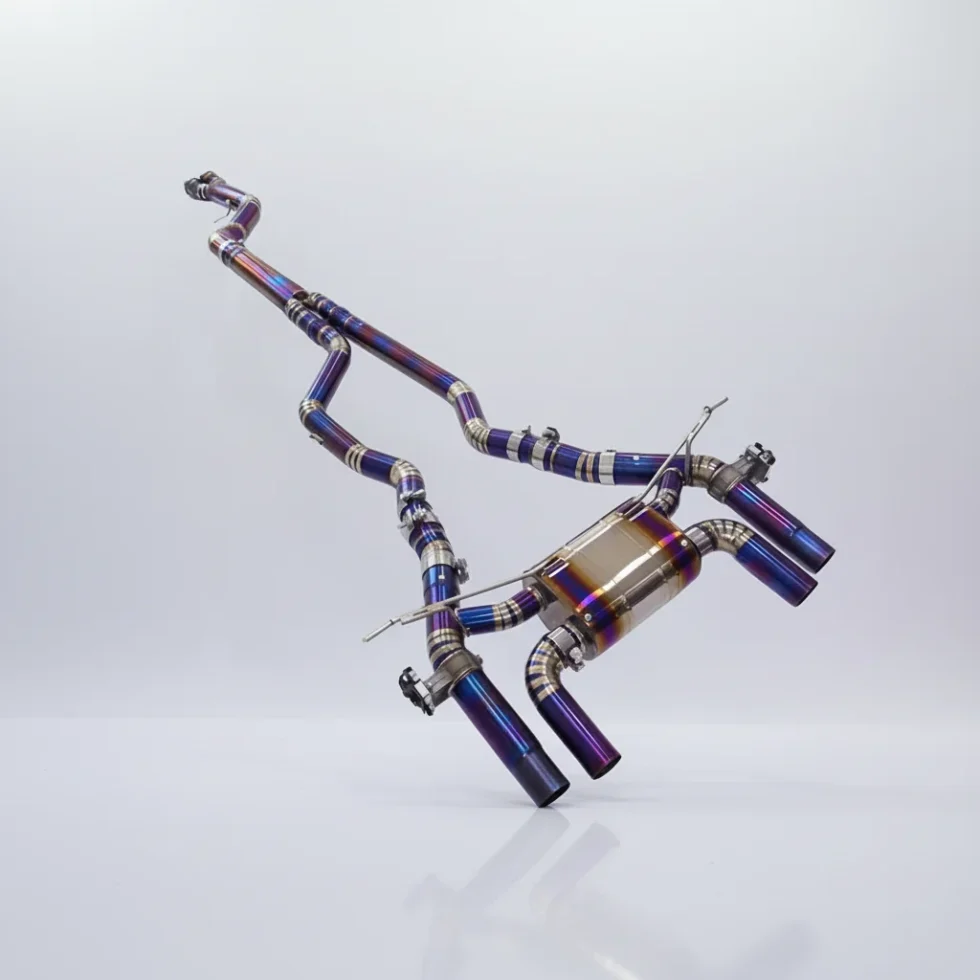 BNB Titaniumz Single MidPipe Valve Catback Exhaust for BMW M3 M4 F8X 1.5mm Purple