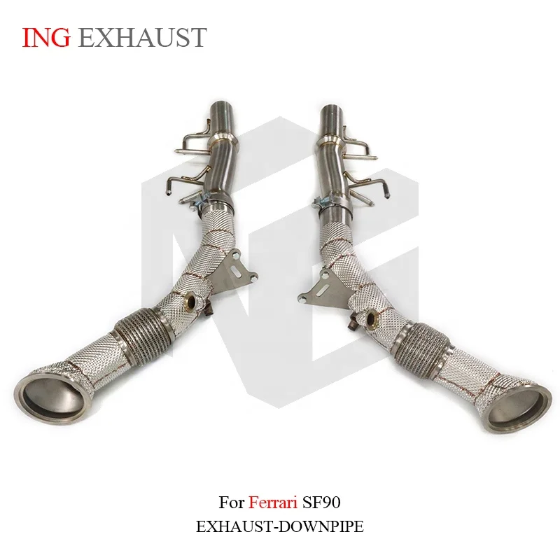 BNB Titaniumz Stainless Steel Downpipe for Ferrari SF90 with Heat Shield