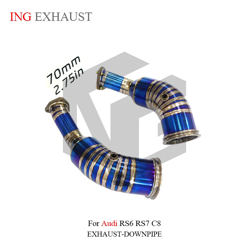 BNB Audi RS6 RS7 C8 Titanium Exhaust Downpipe 80x40x30 Blue