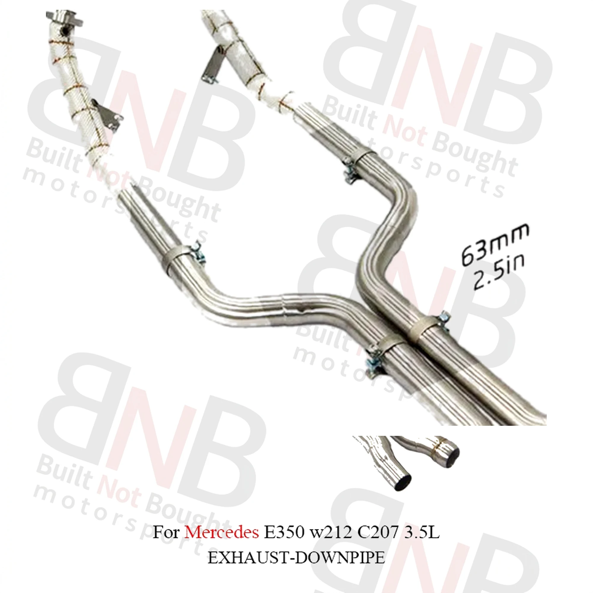 BNB Stainless Exhaust Downpipe for Mercedes E350 W212 3.5L Silvery 120x60x50mm