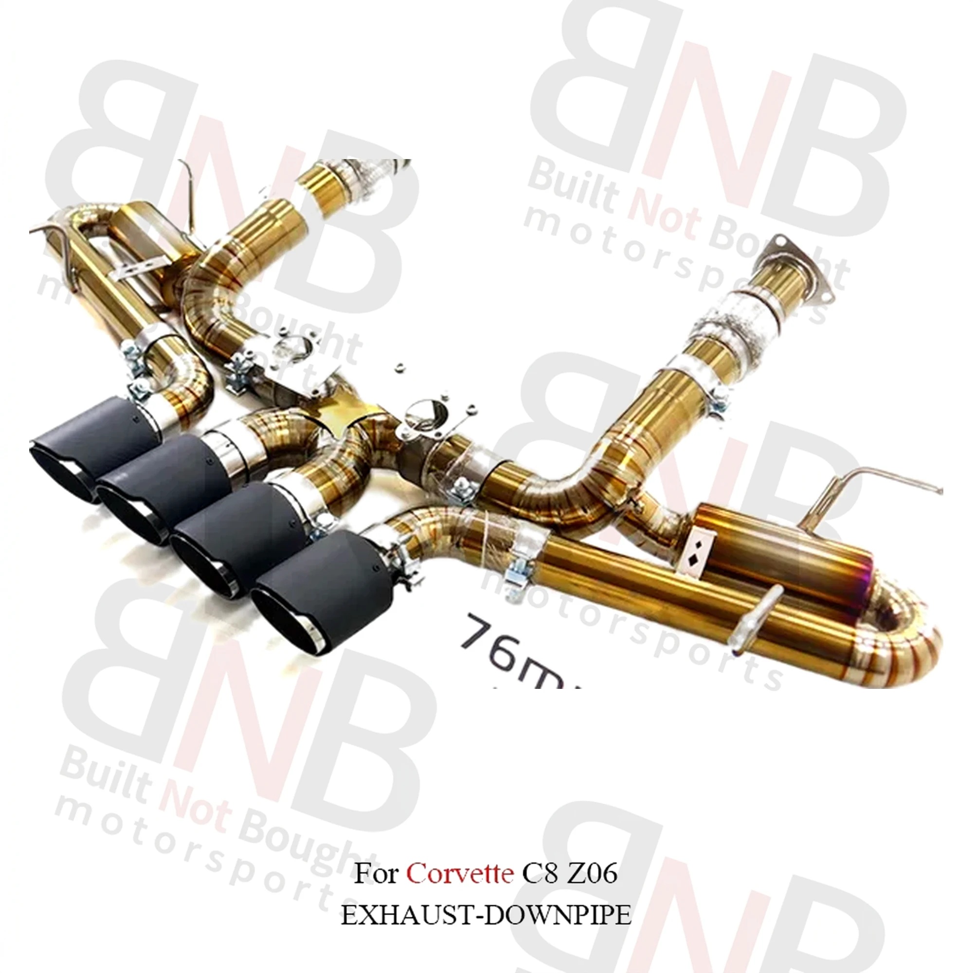 BNB Titaniumz Catback Exhaust for Corvette C8 Z06 Titanium OEM Valve Quad Tips