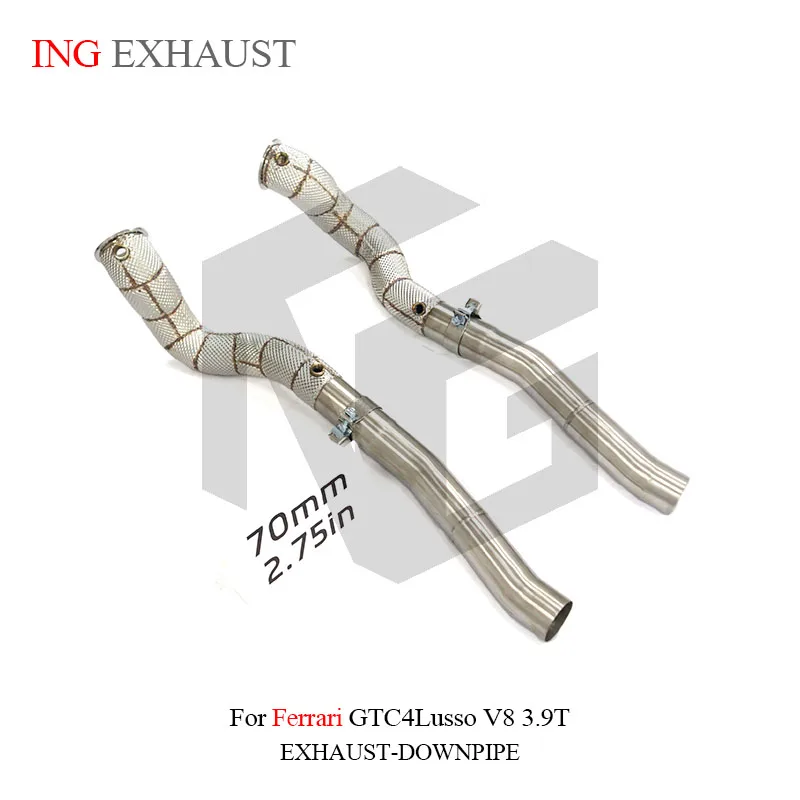 BNB Titaniumz Stainless Steel Exhaust Downpipe for Ferrari GTC4Lusso V8 3.9T with Heat Shield