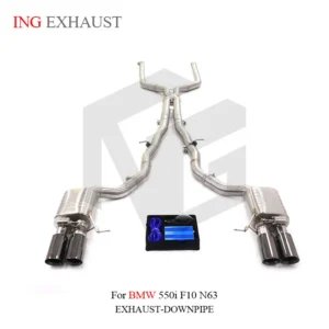 BNB Titaniumz Stainless Steel Catback Exhaust BMW 550i F10 N63 Silver 120x60x50