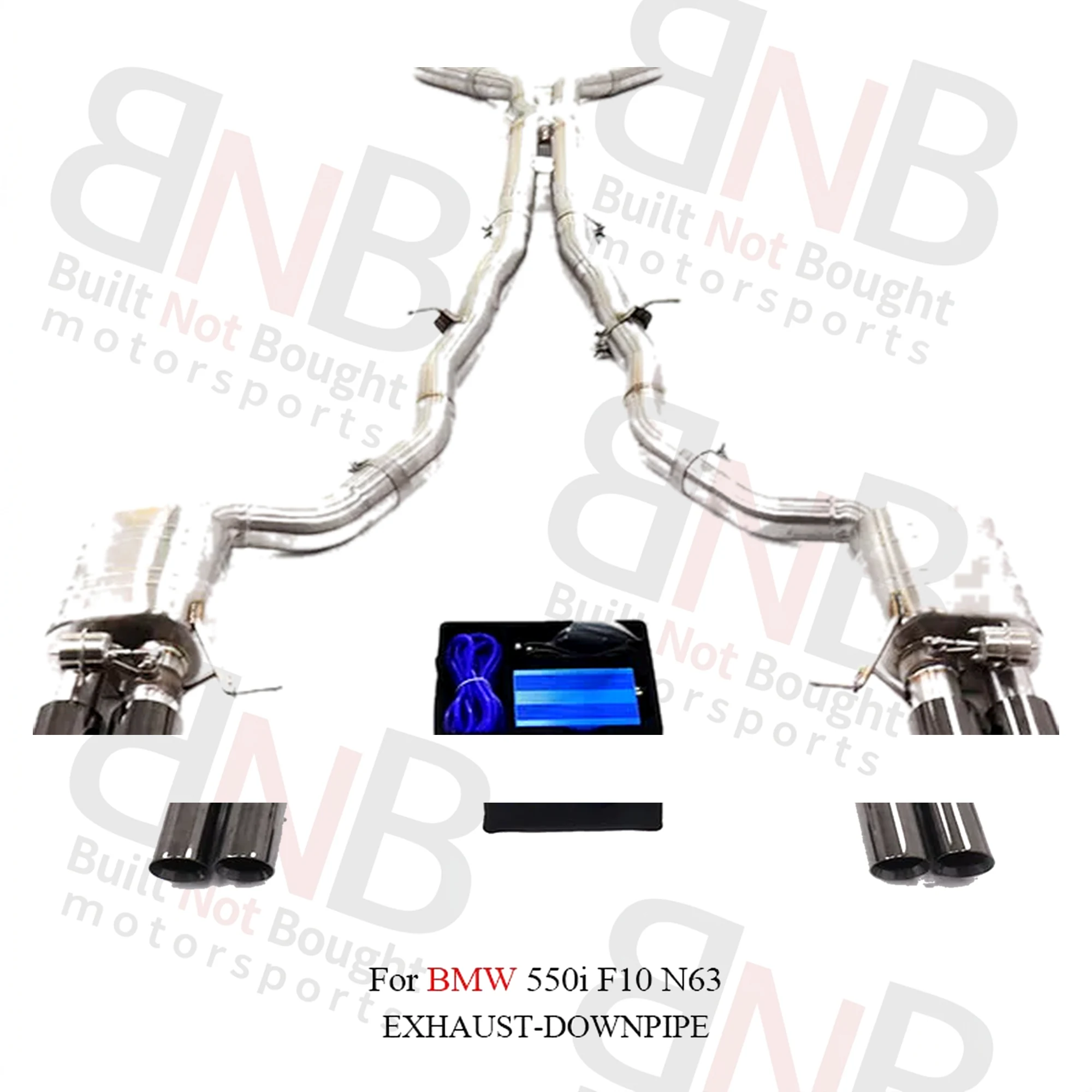BNB Titaniumz Stainless Steel Catback Exhaust BMW 550i F10 N63 Silver 120x60x50