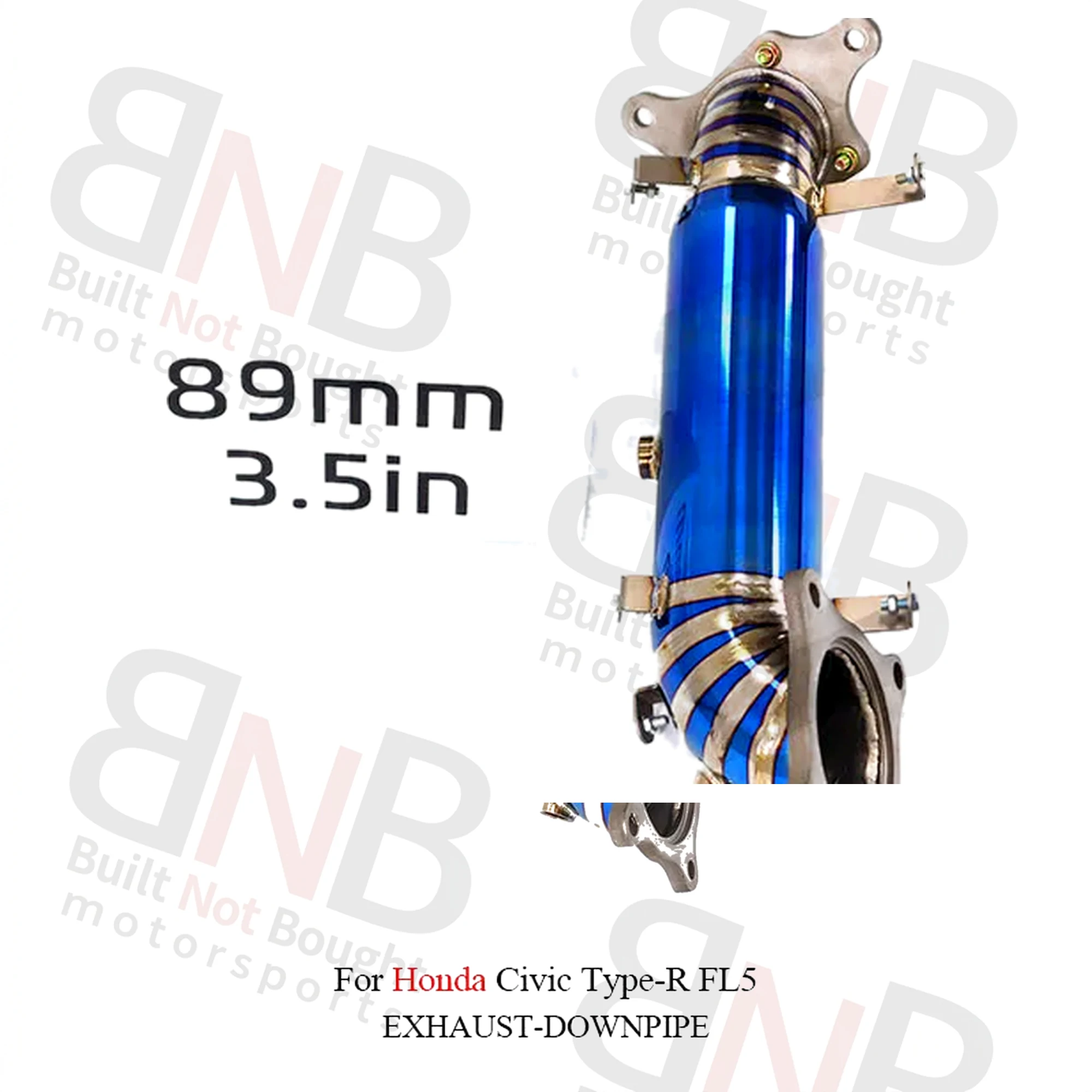BNB Titanium Exhaust Downpipe for Honda Civic Type-R Fl5 Blue Burnt 80x50x40