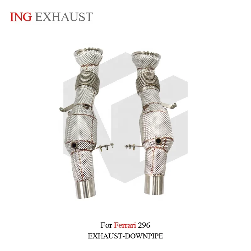 BNB Titaniumz Ferrari 296 Downpipe Exhaust High Flow Heat Shield