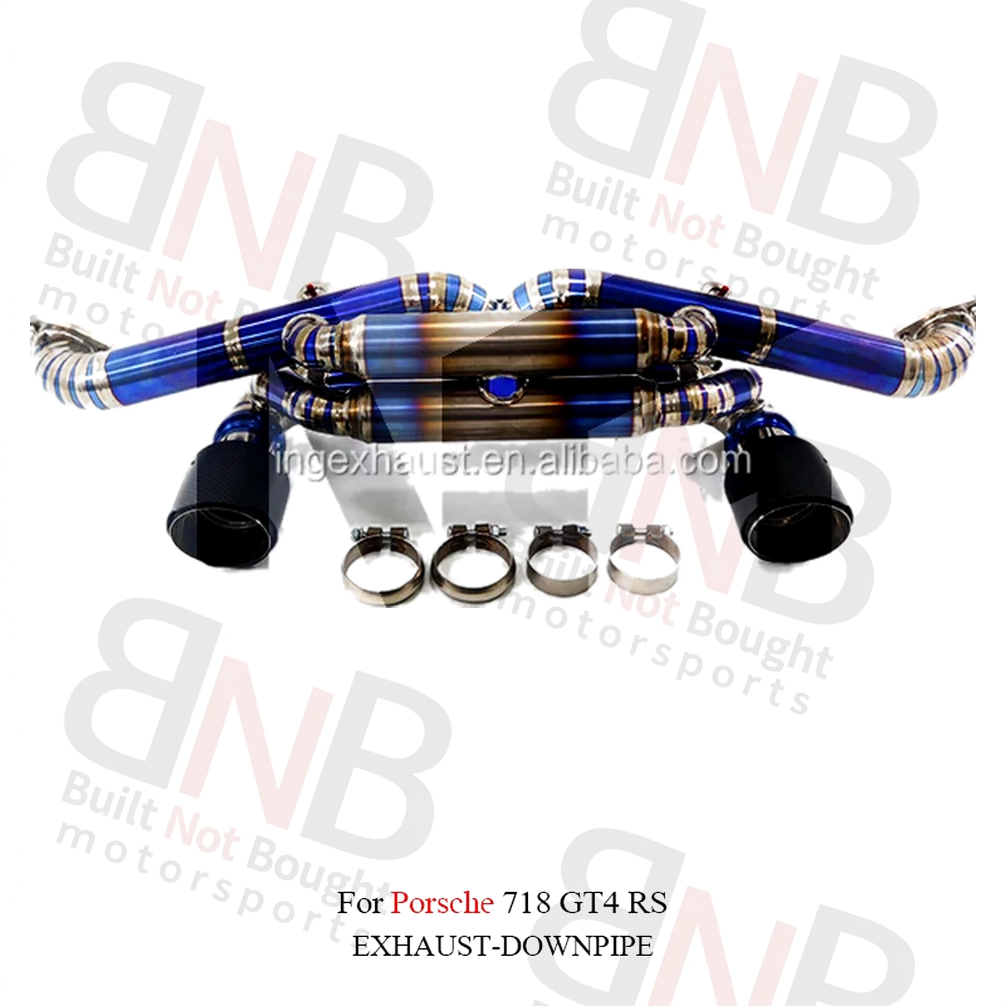BNB Titaniumz Catback Exhaust System for Porsche 718 GT4 RS Blue