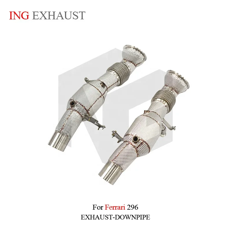 BNB Titaniumz Ferrari 296 Downpipe Exhaust High Flow Heat Shield