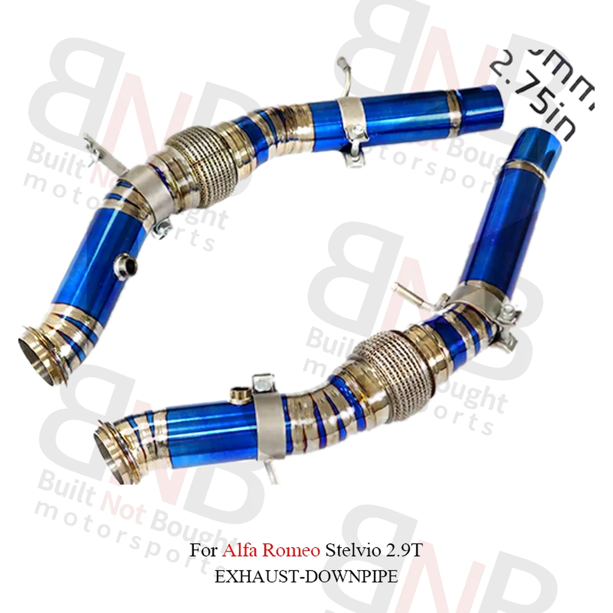 BNB Titaniumz Titanium Exhaust Downpipe for Alfa Romeo Stelvio 2.9T Silver