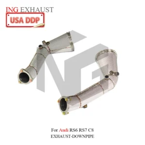 BNB Titaniumz Stainless Steel Exhaust Downpipe Slivery 80x40x30 for Audi RS6 RS7 C8