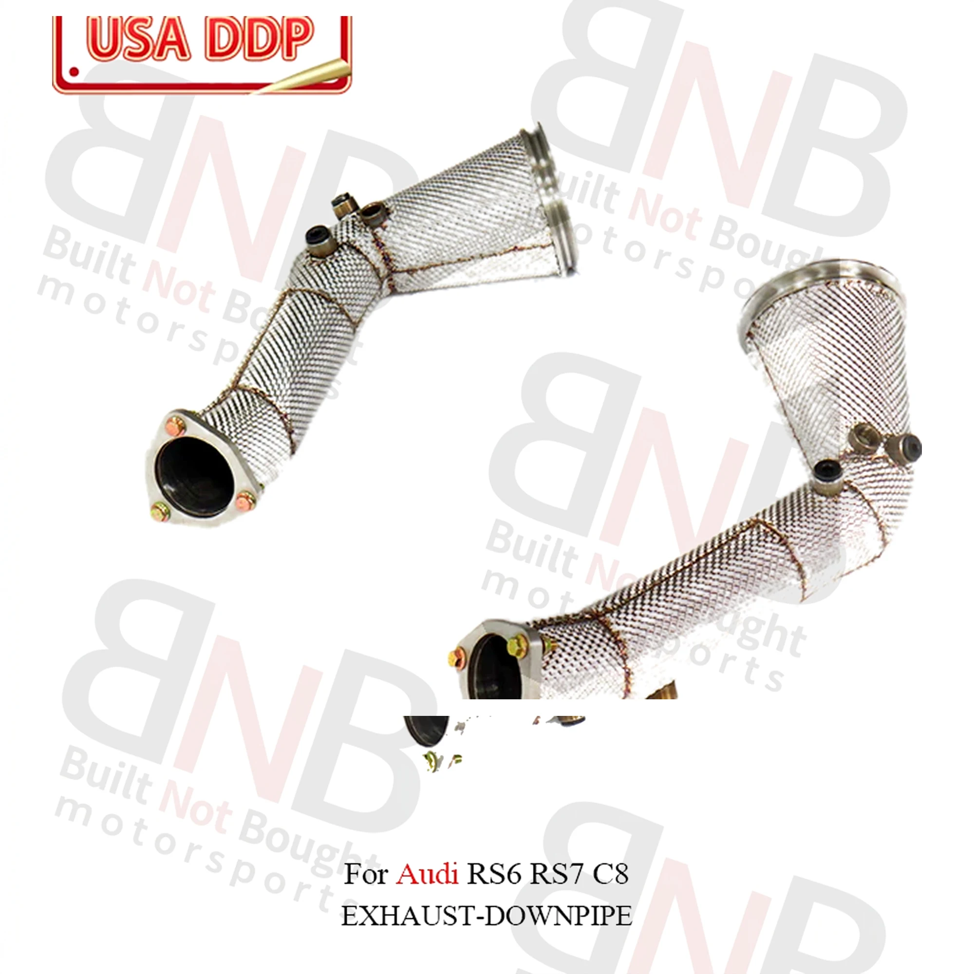 BNB Titaniumz Stainless Steel Exhaust Downpipe Slivery 80x40x30 for Audi RS6 RS7 C8