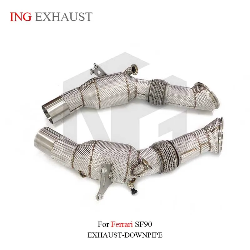 BNB Titaniumz Fashion Stainless Steel Exhaust Downpipe for Ferrari SF90 Silvery