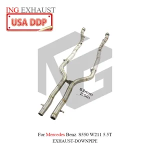 BNB Mercedes S550 W211 Exhaust Downpipe Stainless Steel Straight Pipe Silver
