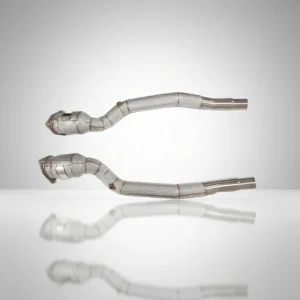 BNB Titaniumz Stainless Steel Exhaust Downpipe for Ferrari FF 6.2L With Heat Shield Silvery