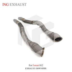 BNB Titaniumz Stainless Steel High-Flow Heat Shield Downpipe for Ferrari 812 Silvery