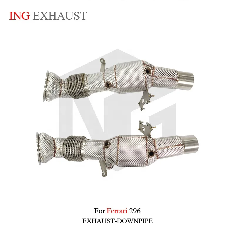 BNB Titaniumz Ferrari 296 Downpipe Exhaust High Flow Heat Shield