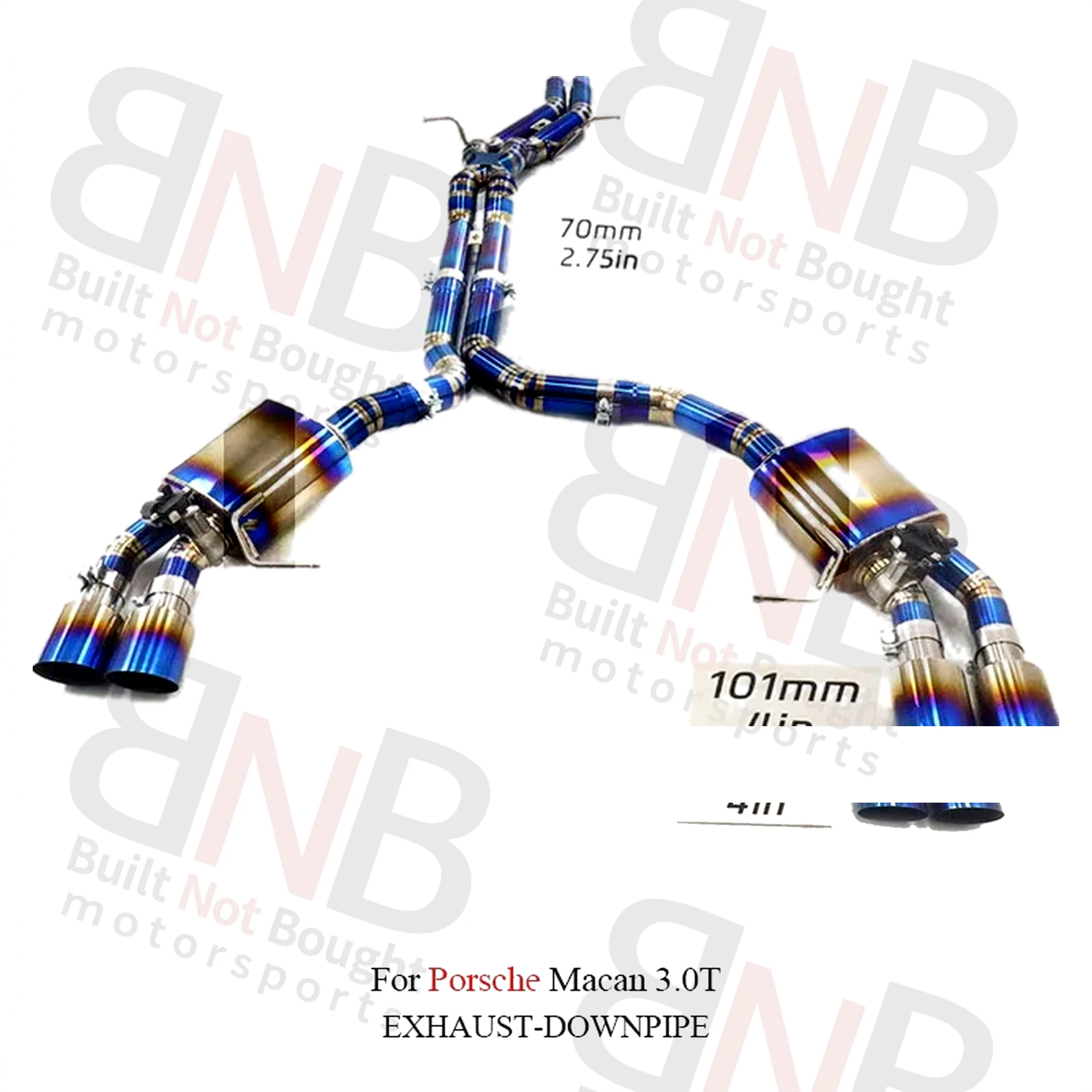 BNB Titaniumz Valvetronic Catback Exhaust for Porsche Macan 3.0T Blue