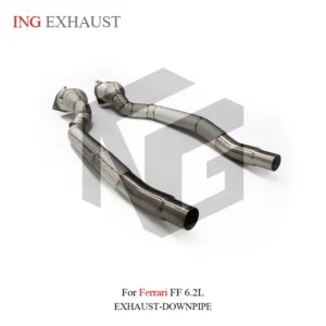 BNB Titaniumz Stainless Steel Exhaust Downpipe for Ferrari FF 6.2L With Heat Shield Silvery