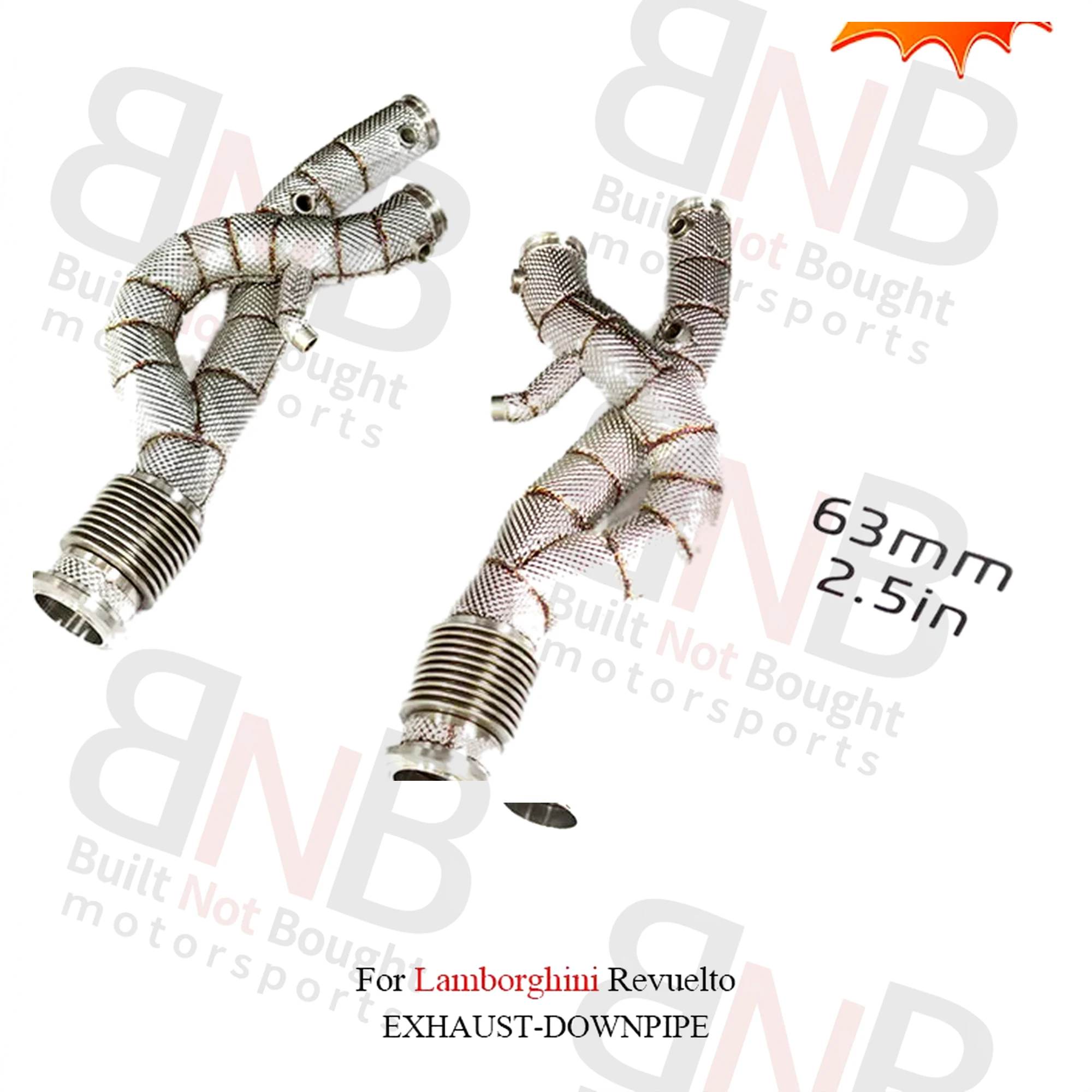 ING Stainless Steel Exhaust Downpipe for Lamborghini Revuelto Downpipe Exhaust With Heat Shield High Flow Auto Performance Parts