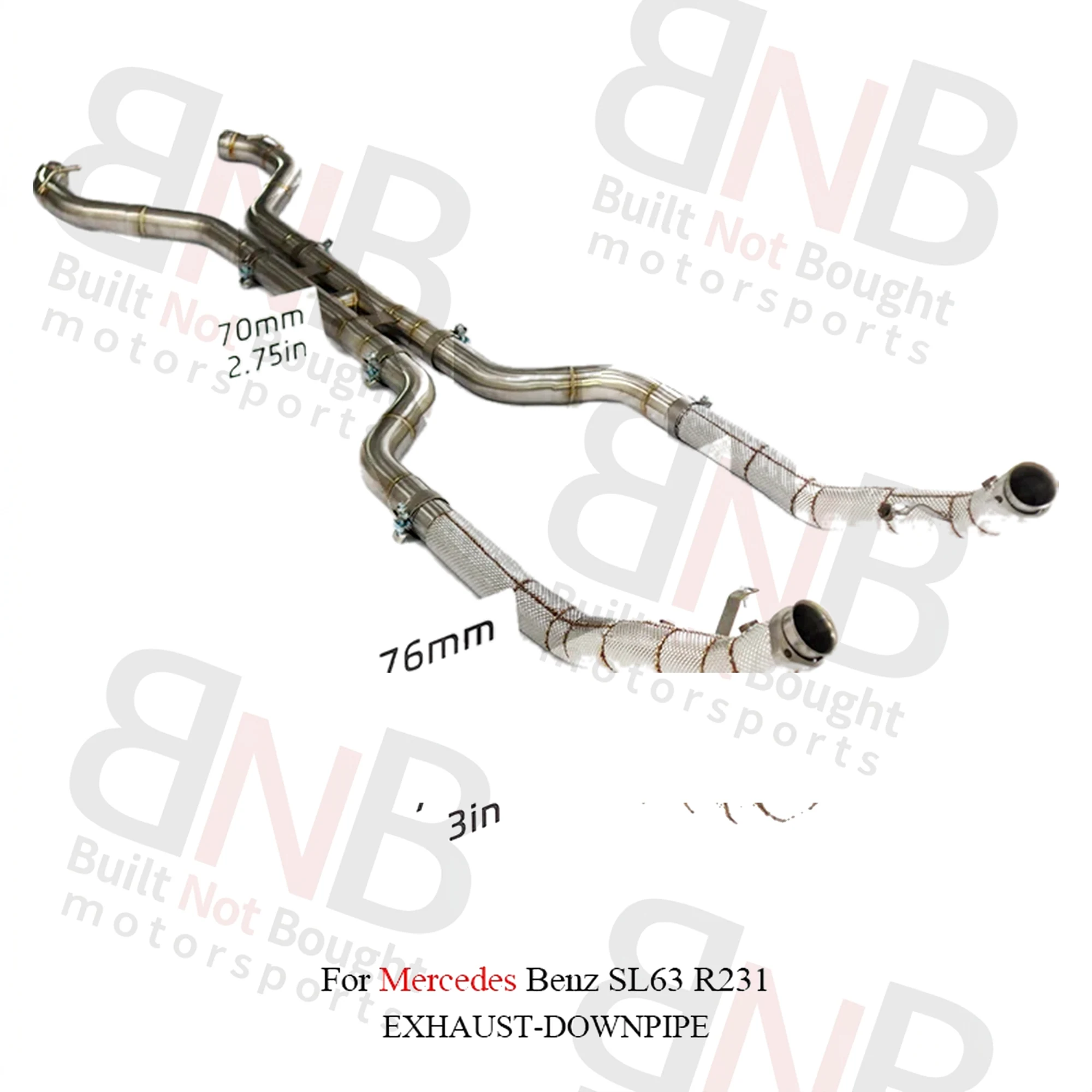 BNB Mercedes Benz SL63 R231 Downpipe Midpipe Exhaust System Silvery