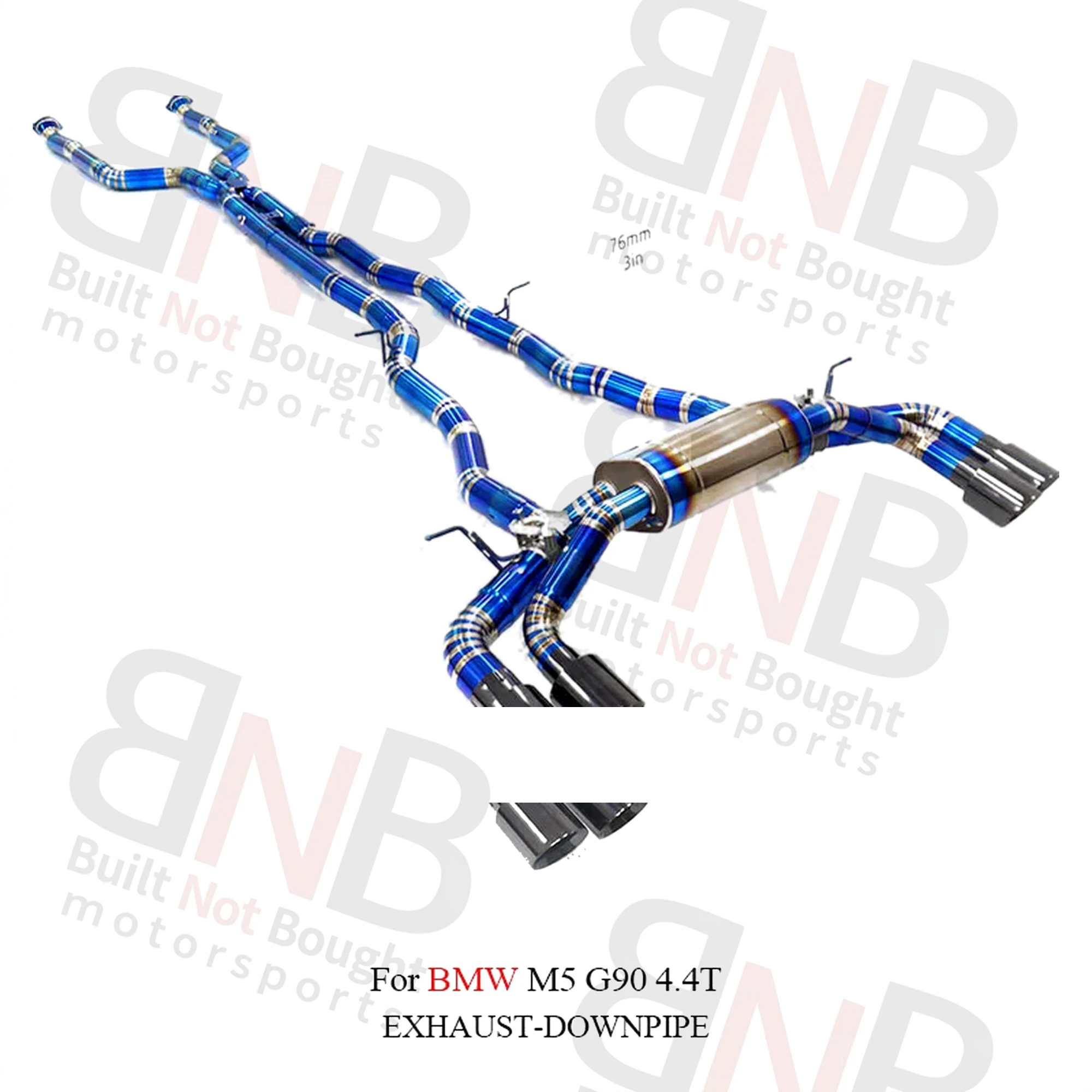 BNB Titaniumz Catback Exhaust System BMW M5 G90 Blue 120x50x40