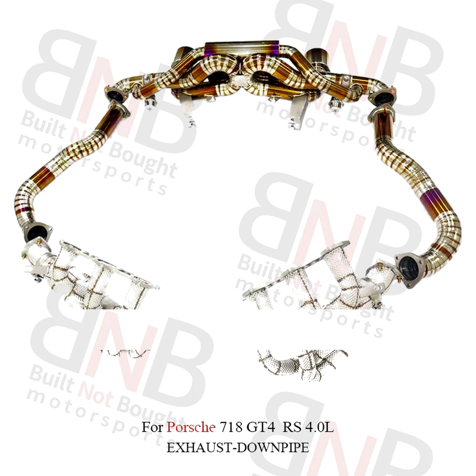 BNB Titaniumz Full Set Exhaust System for Porsche 718 GT4 RS 4.0L Golden
