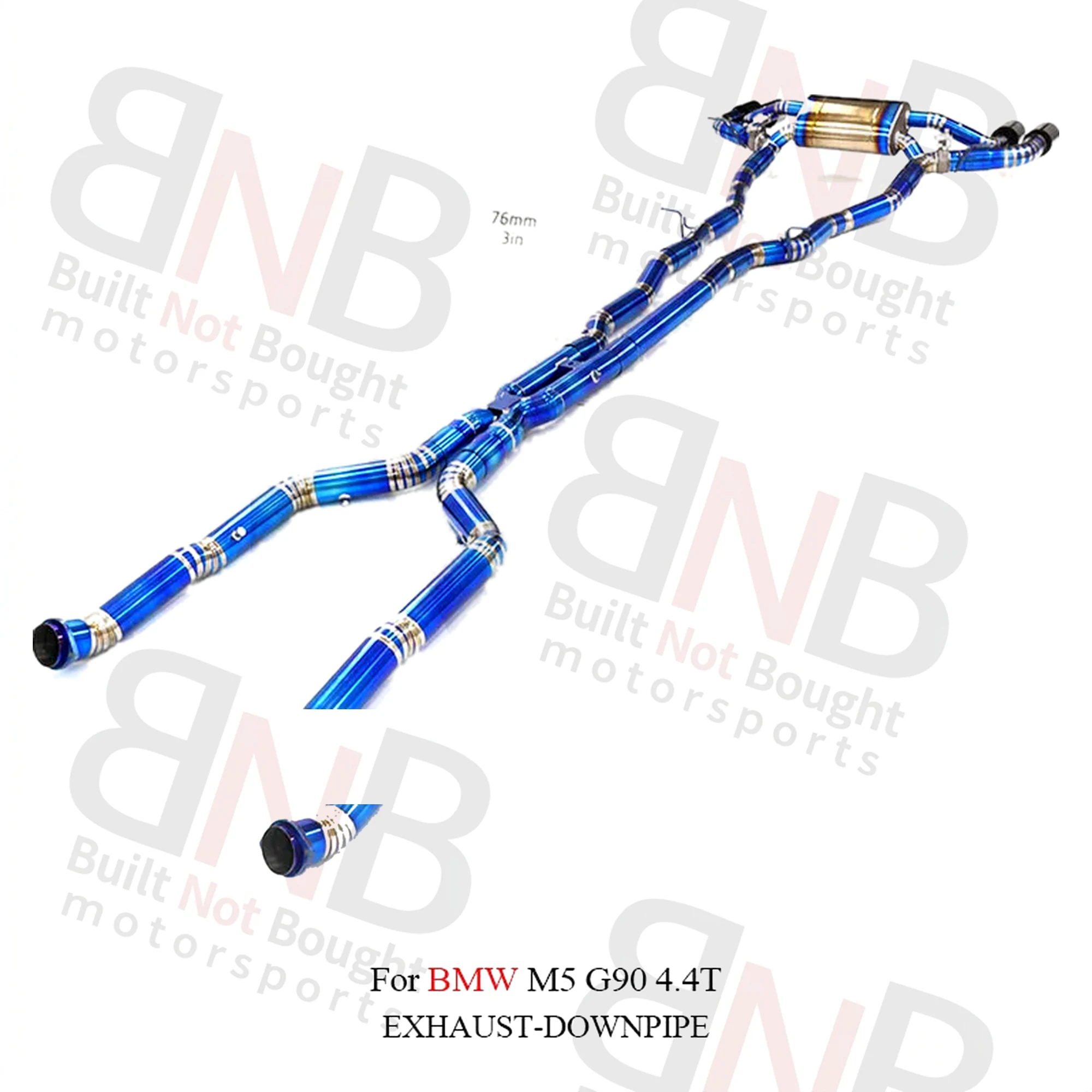 BNB Titaniumz Catback Exhaust System BMW M5 G90 Blue 120x50x40