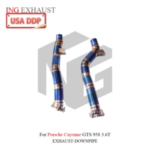 BNB Titaniumz Titanium Exhaust Front Pipe for Porsche Cayenne GTS Blue