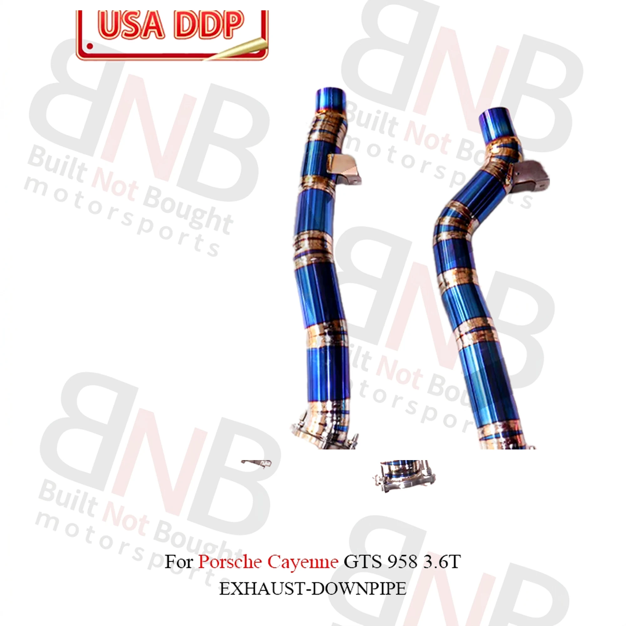 BNB Titaniumz Titanium Exhaust Front Pipe for Porsche Cayenne GTS Blue
