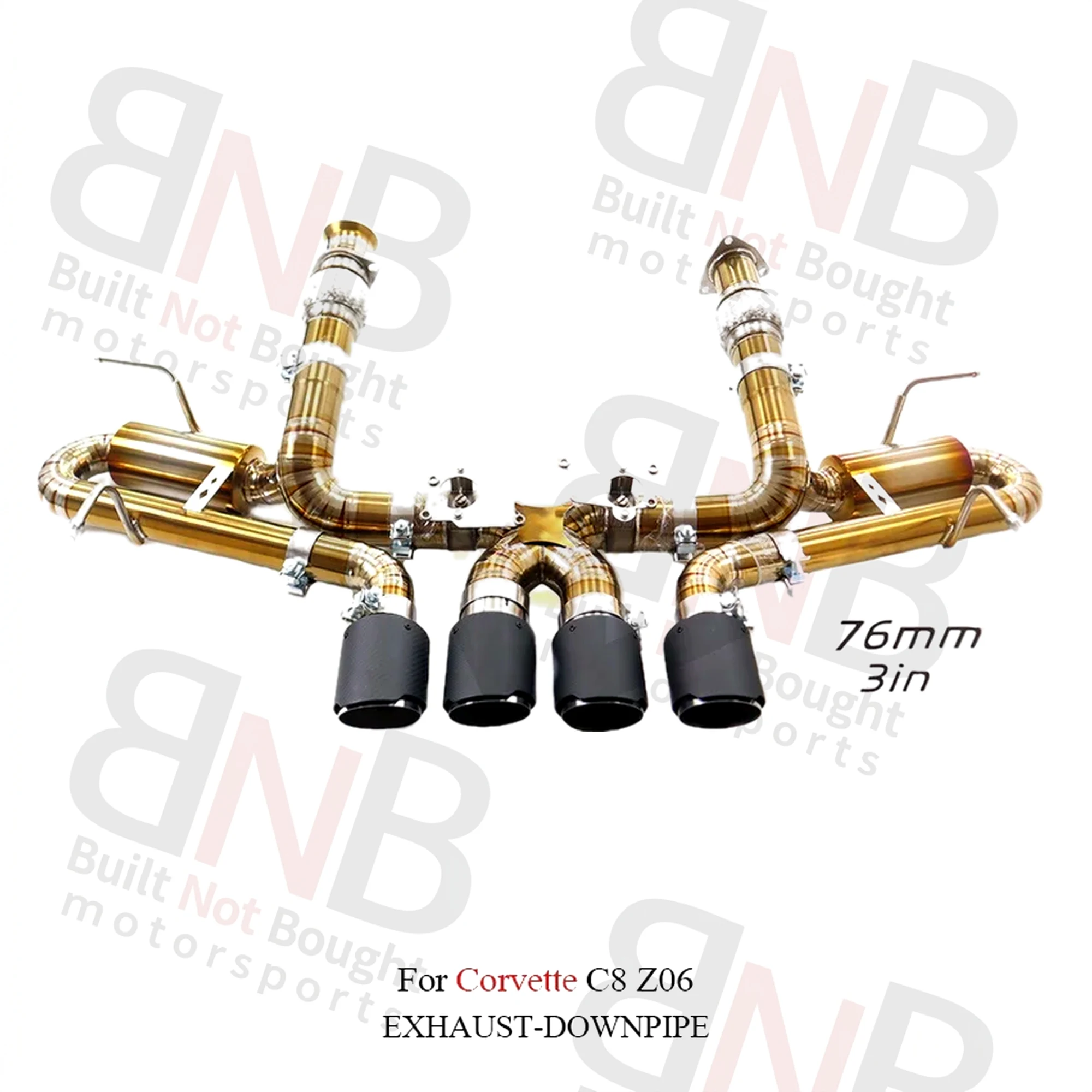 BNB Titaniumz Catback Exhaust for Corvette C8 Z06 Titanium OEM Valve Quad Tips
