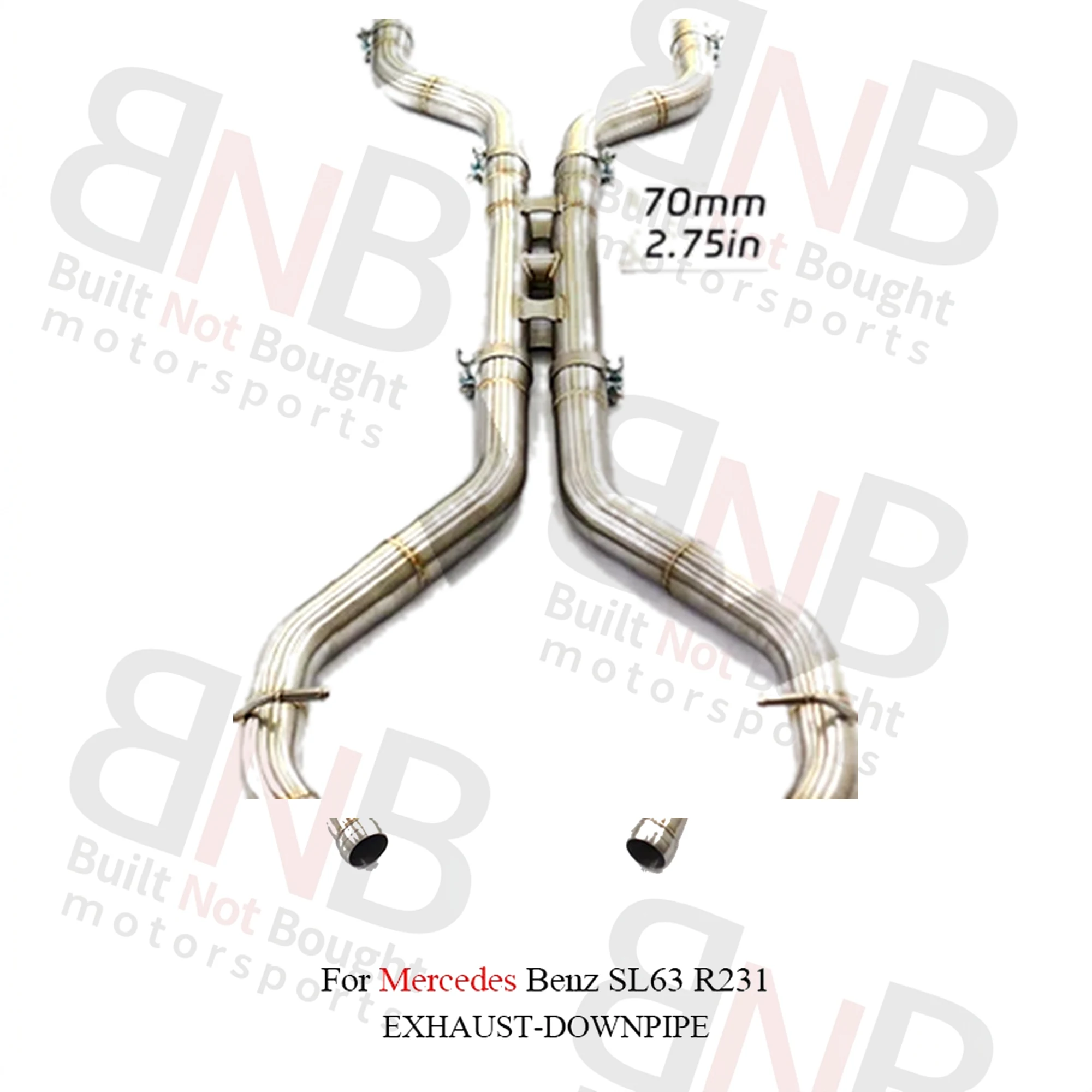 BNB Mercedes Benz SL63 R231 Downpipe Midpipe Exhaust System Silvery