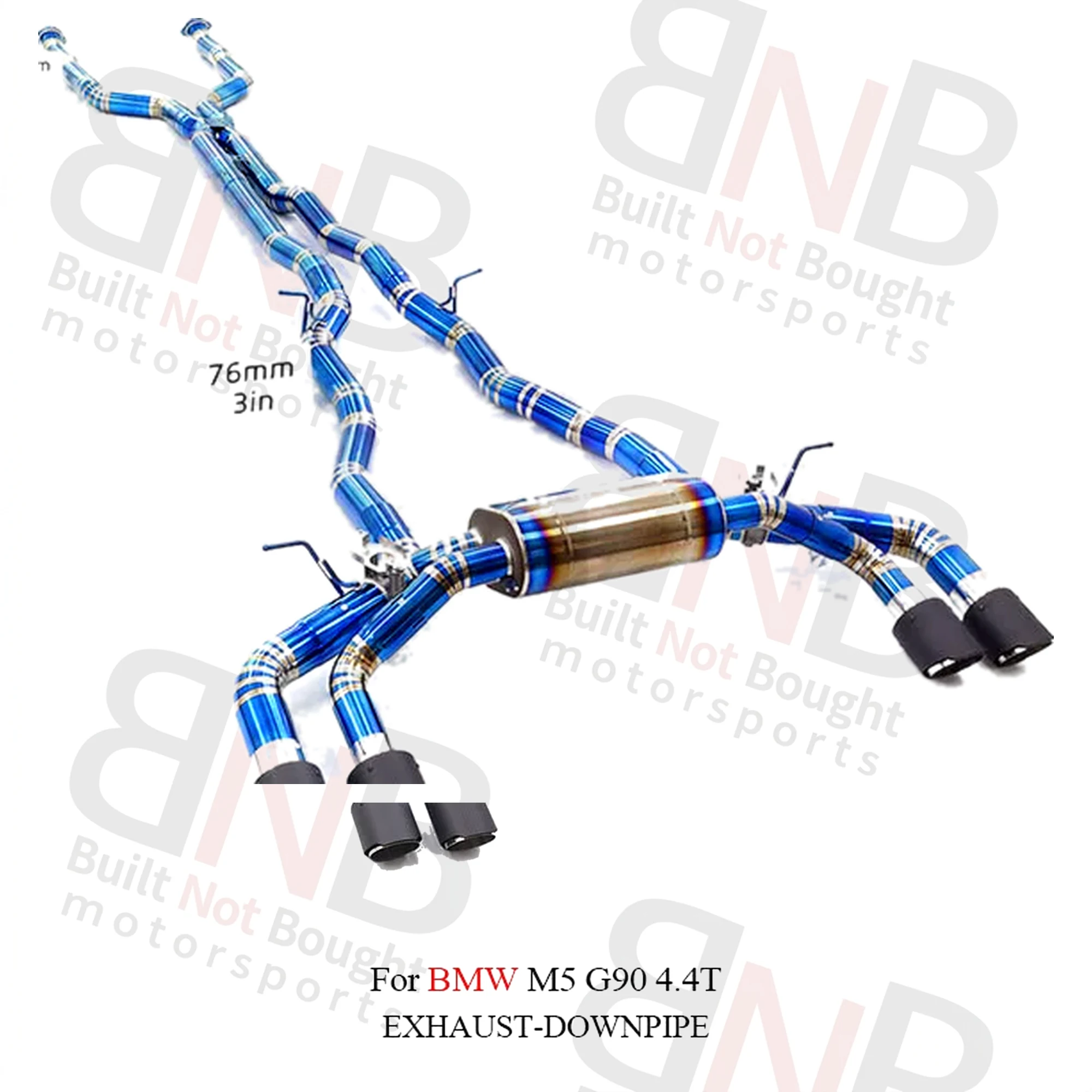 BNB Titanium Exhaust System for BMW M5 G90 Catback OEM Valve Blue