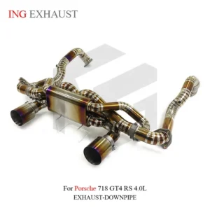 BNB Titaniumz Titanium Exhaust Downpipe Catback Porsche 718 GT4 RS 4.0L Golden