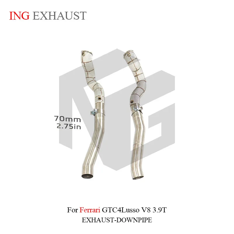 BNB Titaniumz Stainless Steel Exhaust Downpipe for Ferrari GTC4Lusso V8 3.9T with Heat Shield
